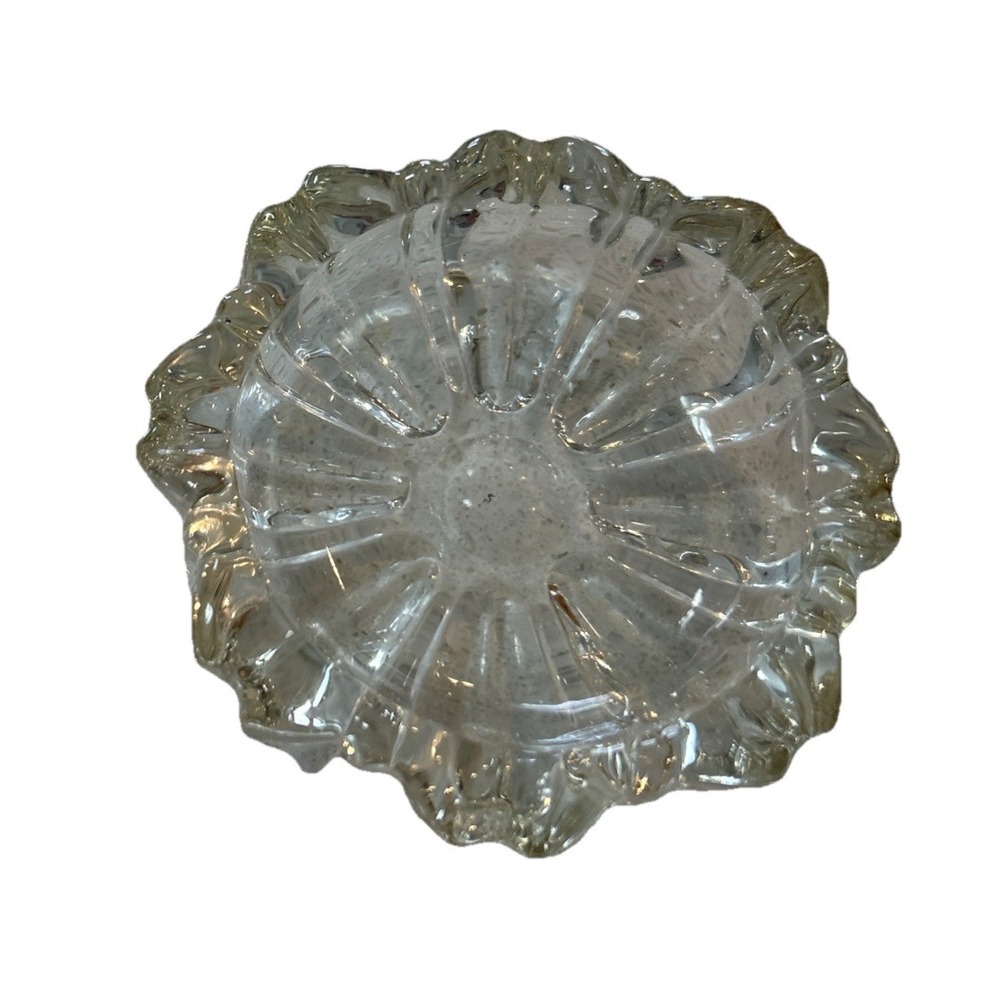 Vintage Hazel Atlas Ashtray Clear Glass‎ Vintage Fluted Design Circa 1960s
